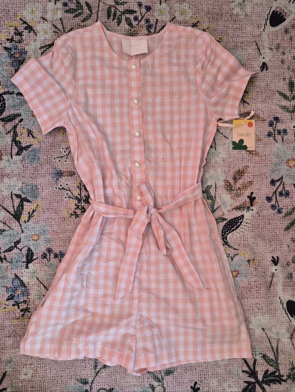 ban.do Pink Gingham Romper